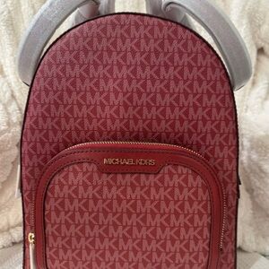 Michael Kors Burgundy Logo Backpack